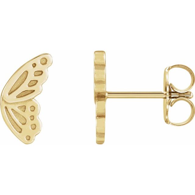 14K Yellow Butterfly Wing Earrings