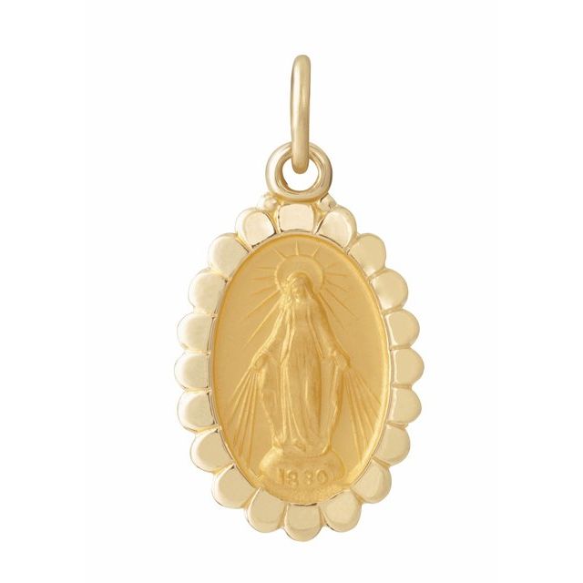 14K Yellow 17x11 mm Oval Miraculous Medal