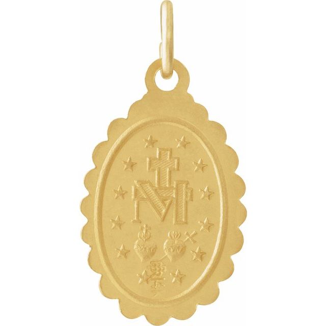 14K Yellow 17x11 mm Oval Miraculous Medal