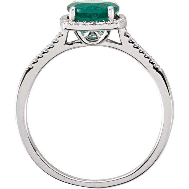 Sterling Silver Lab-Grown Emerald & .01 CTW Natural Diamond Ring