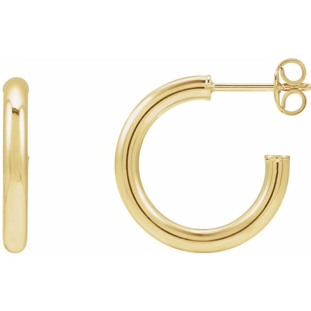 14K Yellow Tube 17 mm Hoop Earrings