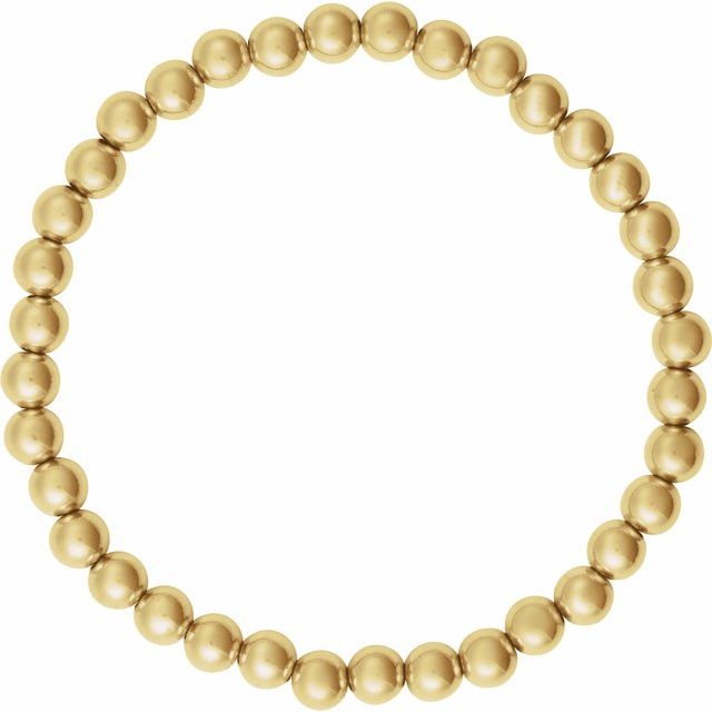 14K Yellow Gold-Filled 6 mm Elastic Bead 6 1/2" Bracelet