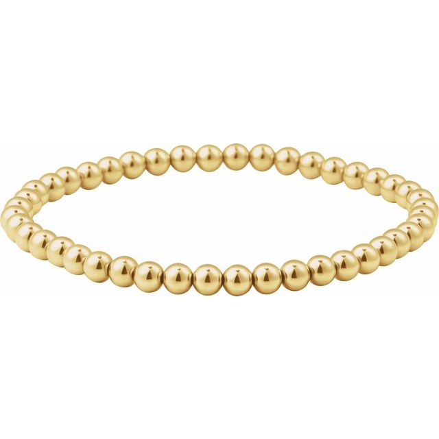 14K Yellow Gold-Filled 6 mm Elastic Bead 6 1/2" Bracelet