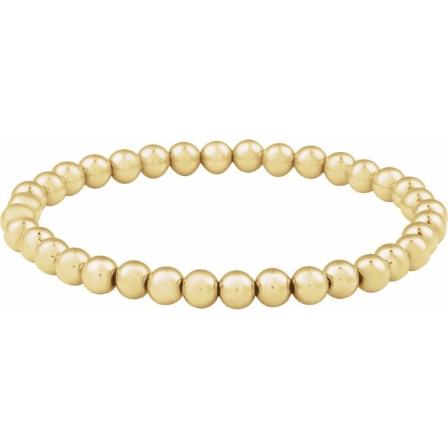 14K Yellow Gold-Filled 6 mm Elastic Bead 6 1/2" Bracelet