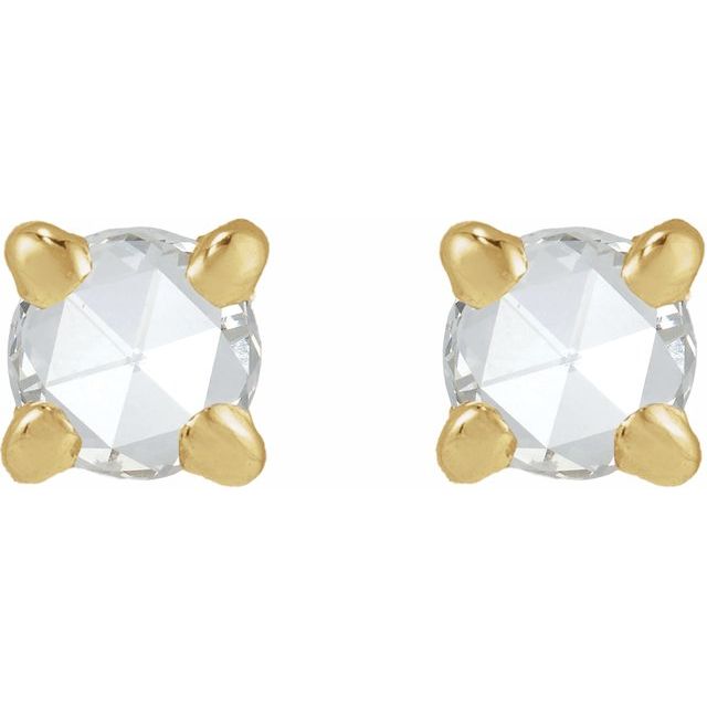 14K Yellow .06 CT Rose-Cut Natural Diamond Stud Earring