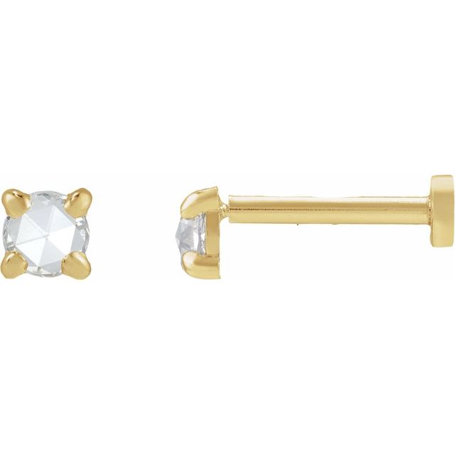 14K Yellow .06 CT Rose-Cut Natural Diamond Stud Earring