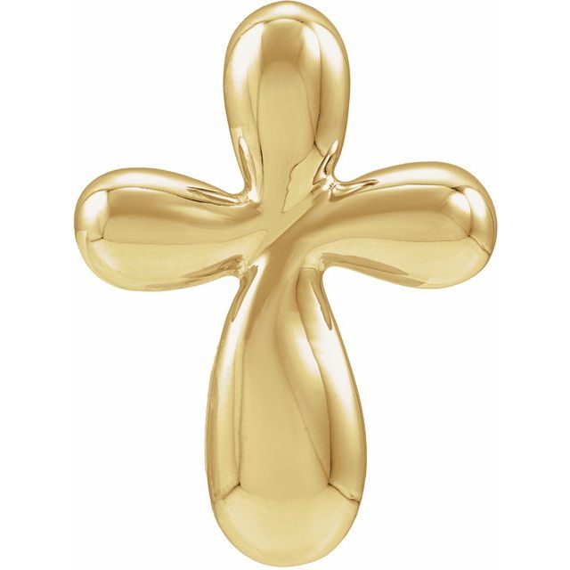 14K Yellow Electroform Puffed Cross Pendant