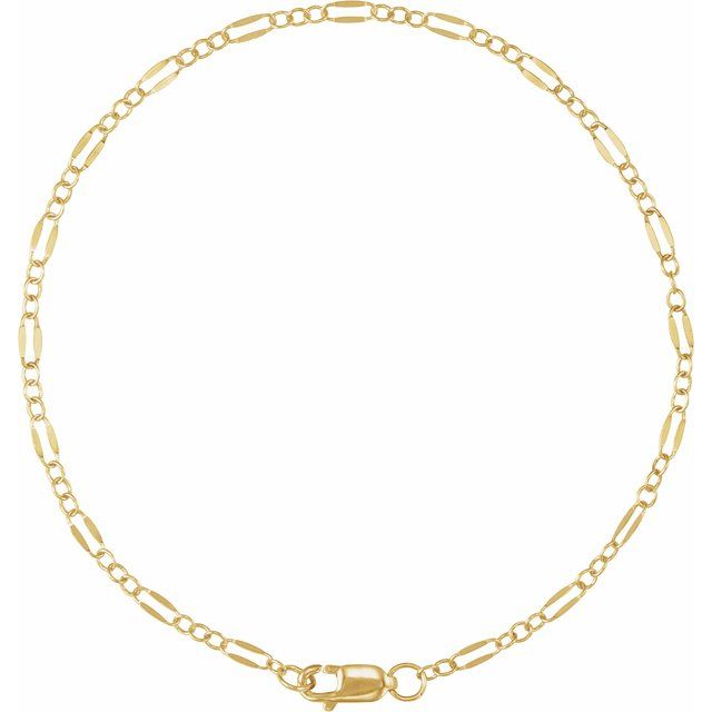 14K Yellow Gold-Filled 2.3 mm Dapped Cable 7" Chain