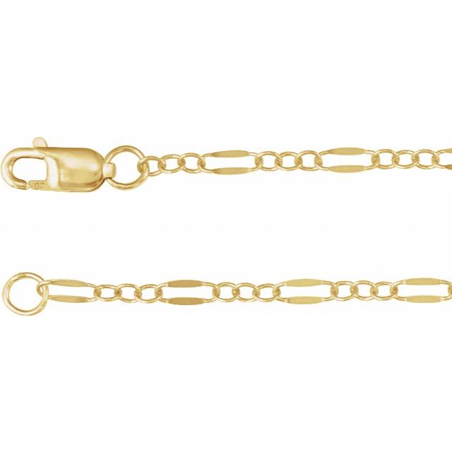 14K Yellow Gold-Filled 2.3 mm Dapped Cable 7" Chain