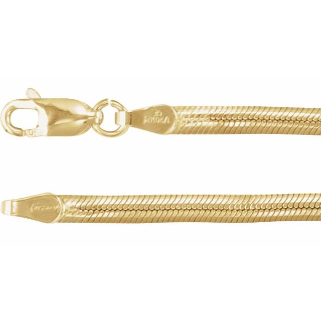 14K Yellow Gold-Filled 3 mm Oval Snake 7" Chain