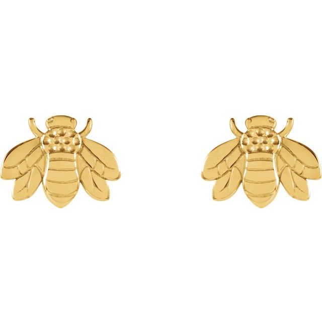 14K Yellow Bumblebee Earrings
