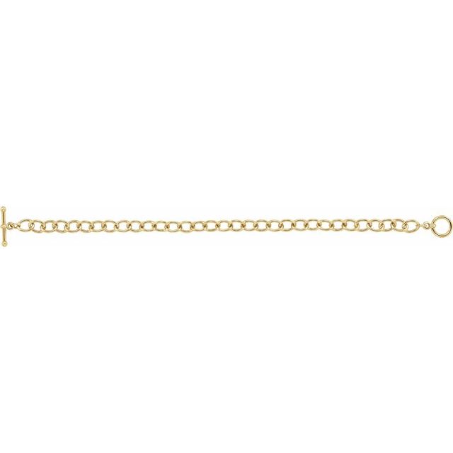 24K Yellow Gold-Plated Sterling Silver 5.9 mm Charm Cable 7 1/4" Bracelet