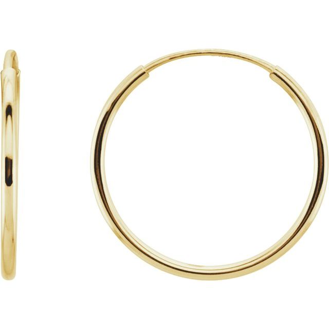 14K Yellow Endless Tube 15 mm Hoop Earring