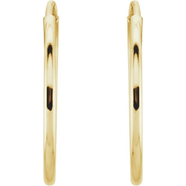 14K Yellow Endless Tube 15 mm Hoop Earring