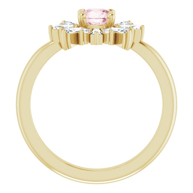 14K Yellow Natural Pink Morganite & 3/8 CTW Natural Diamond Ring