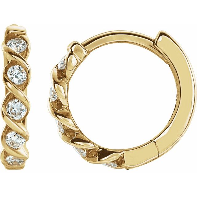 14K Yellow 1/10 CTW Lab-Grown Diamond 9 mm Hoop Earrings