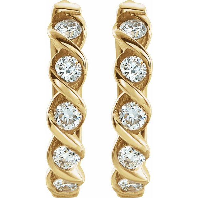 14K Yellow 1/10 CTW Lab-Grown Diamond 9 mm Hoop Earrings
