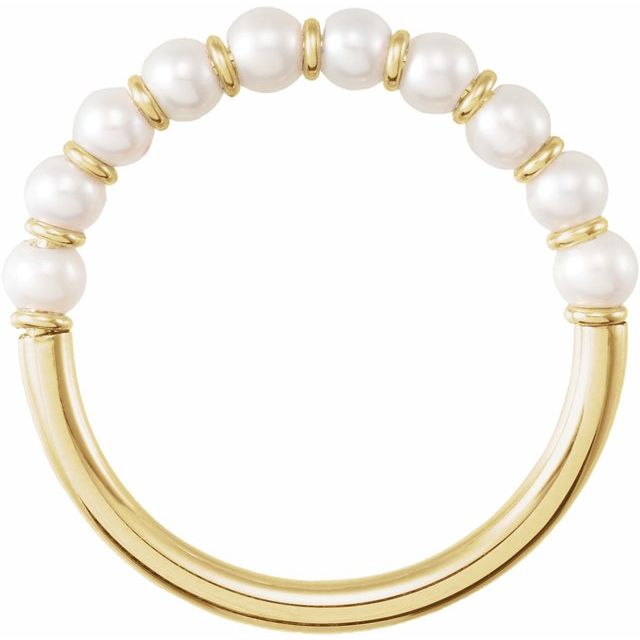14K Yellow Cultured White Freshwater Pearl Ring